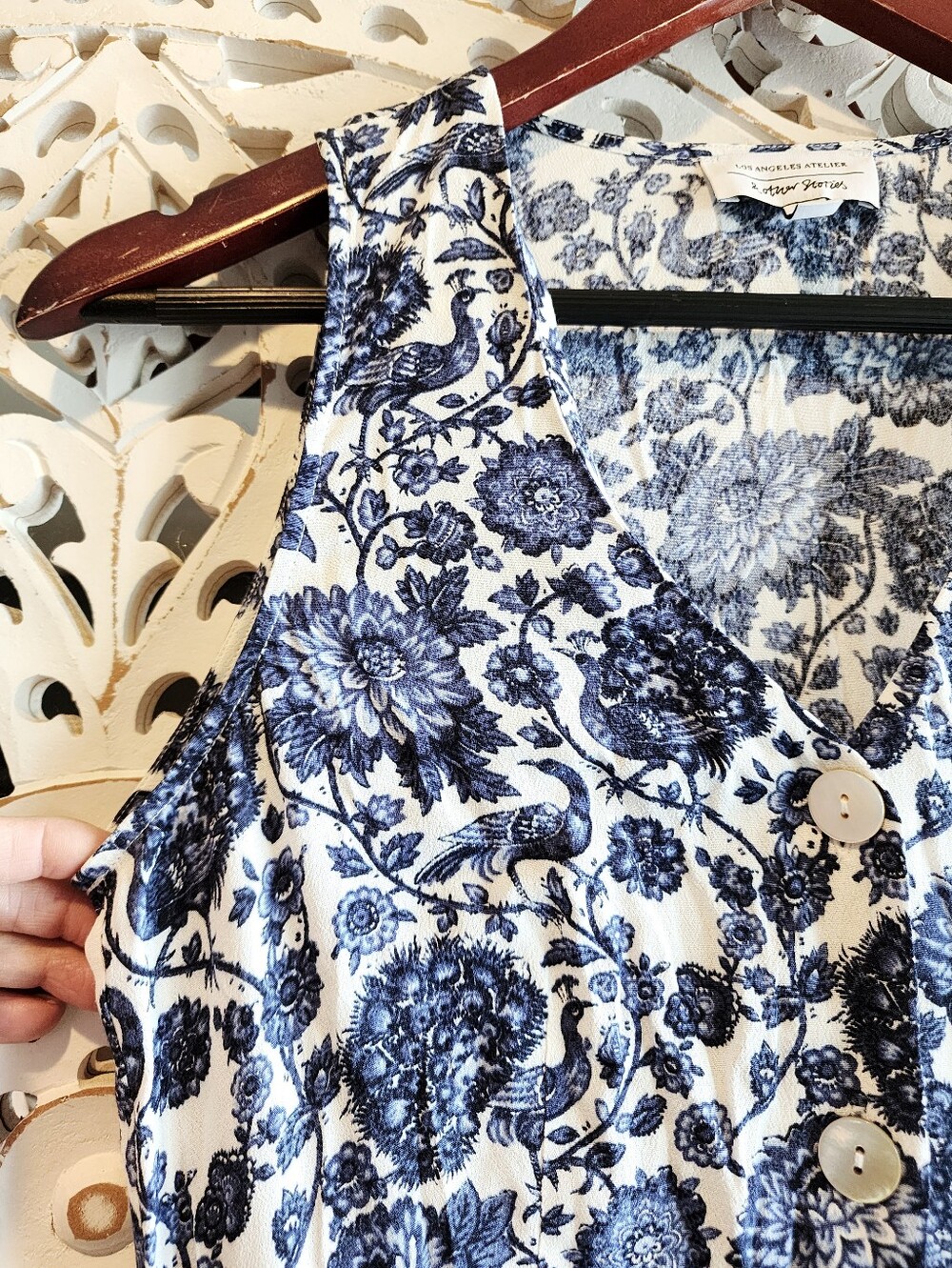 LOS ANGELES ATELIER & OTHER STORIES BLUE FLORAL MIDI DRESS SLEEVELESS SIZE 2 - Picture 8 of 16